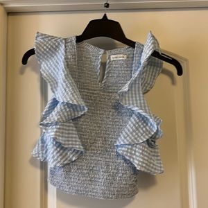 Blue & White Checkered Crop Top